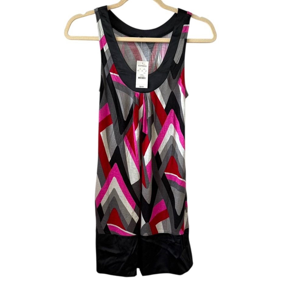 NWT Vintage Y2K Express Geometric Print Tunic Top or Mini Dress – Size XS